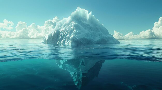 Un colossale iceberg bianco galleggia sulla superficie dell'oceano