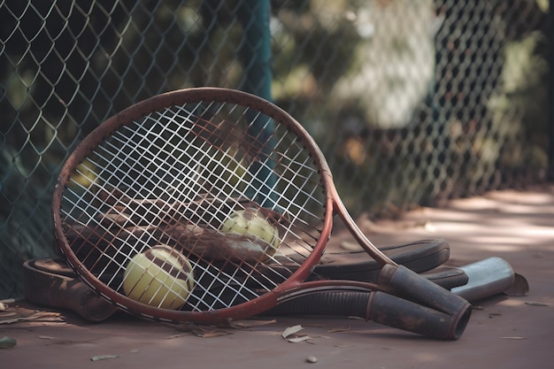 Un colpo di una racchetta da tennis e una palla da tennis generata da una rete neurale di IA