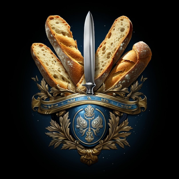 un coltello con il pane e un coltello con la scritta "pane".