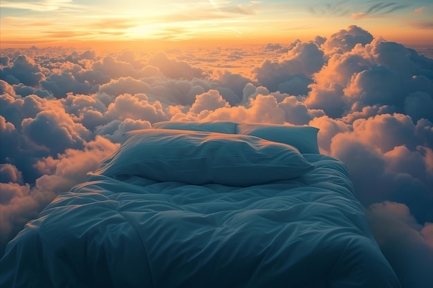 Un comodo letto accogliente circondato da nuvole soffici perfetto per rilassarsi a letto