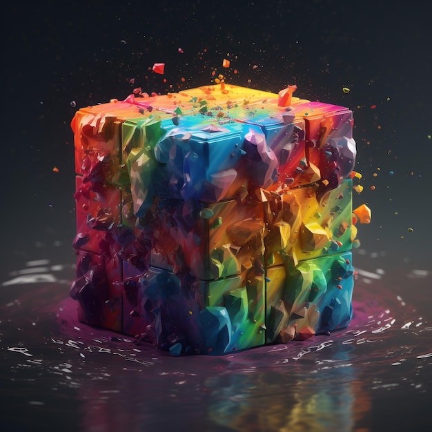 un concept art molto dettagliato dell'arte fantasy dell'arcobaleno 3d Generative Ai