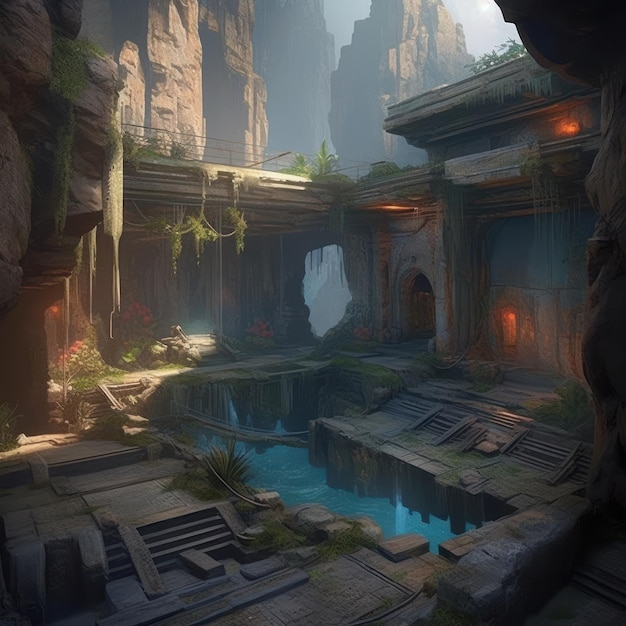 Un concept art per il gioco Tomb Raider.