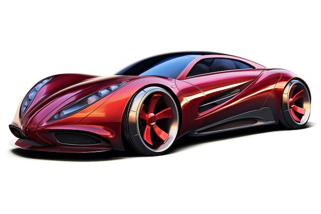 Un concept car generico senza marca in rosso e nero