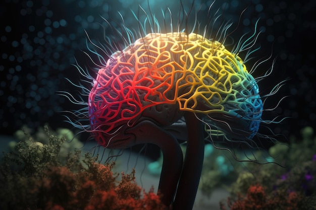 Un concetto digitale del cervello colorato