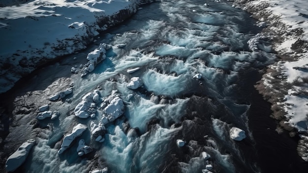 Un condotto freddo da oltre Foto eterea dei flussi di ruscello dalle masse fredde islandesi AI Generato