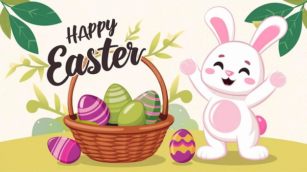 un coniglietto con un cesto di uova di Pasqua