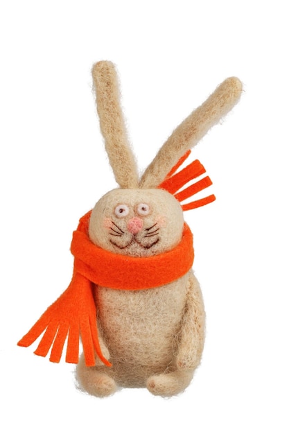 Un coniglio che indossa una sciarpa e una sciarpa