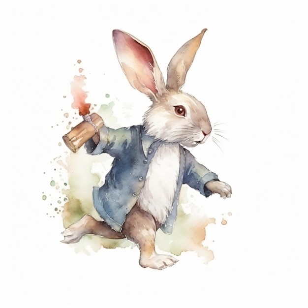 Un coniglio con un sigaro in mano