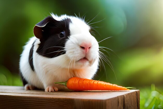 Un coniglio con una carota sul dorso