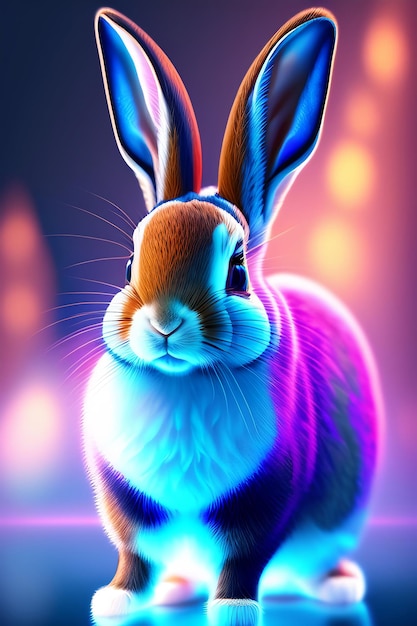 Un coniglio con uno sfondo colorato