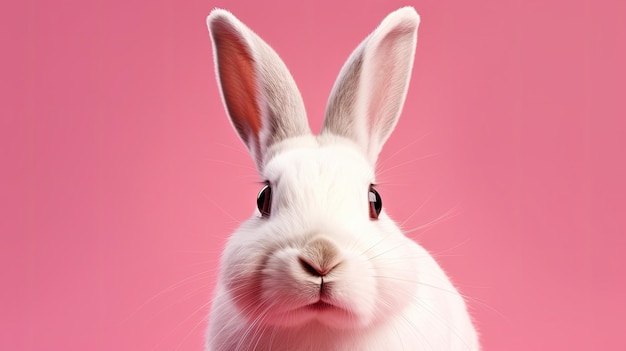 Un coniglio con uno sfondo rosa