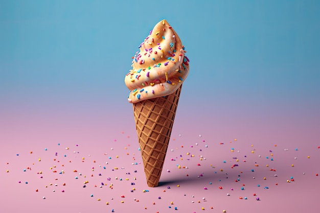 un cono gelato con codette in cima