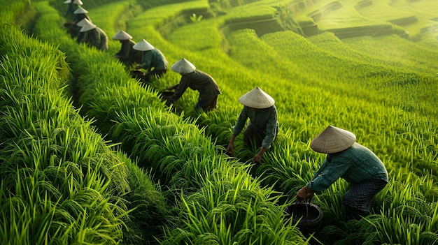 Un contadino nei campi di riso