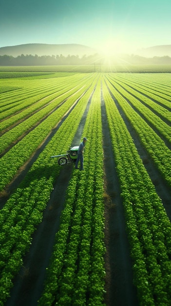 un contadino sta arando un campo con un trattore