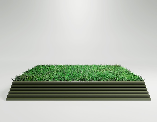 Un contenitore nero con un bordo di erba verde al centro.