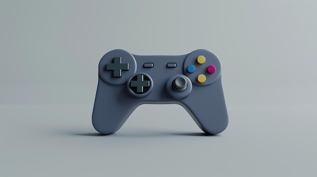 Un controller di videogioco grigio è seduto su una superficie grigia