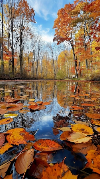 un corpo d'acqua circondato da un sacco di alberi