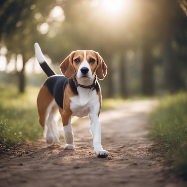 Un corpo intero di cane beagle iper realistico con sfondo bianco