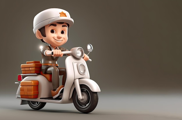 Un corriere guida una motocicletta per consegnare merci Concetto di trading online AI generativo