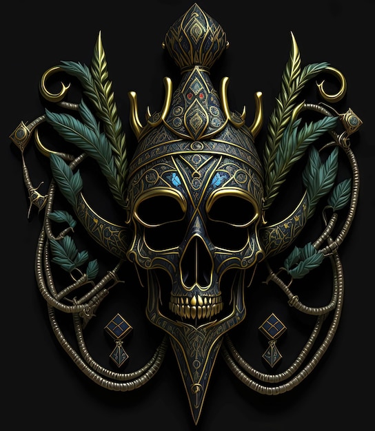 un cranio con una corona e una corona su di esso