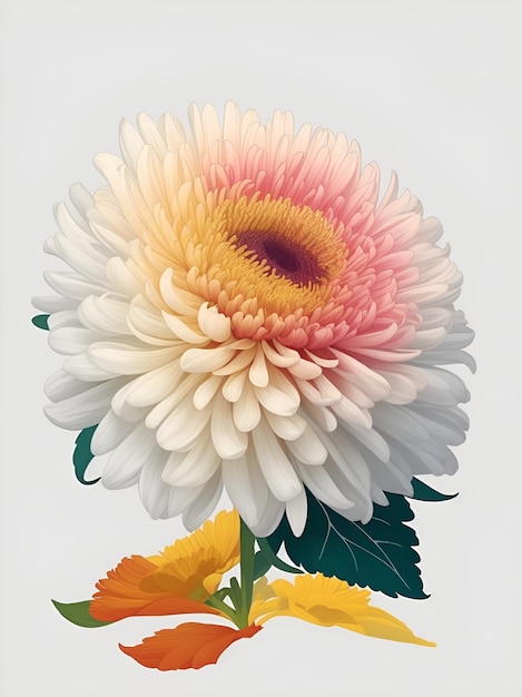 Un crisantemo su sfondo bianco