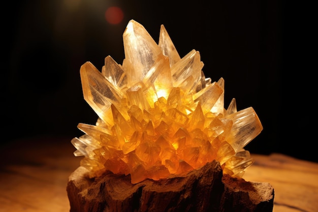 un cristallo su un pezzo di legno