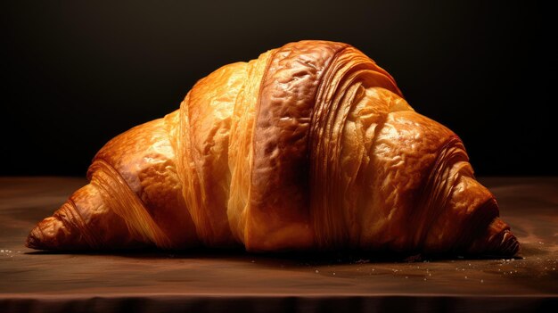 un croissant a sfondo scuro