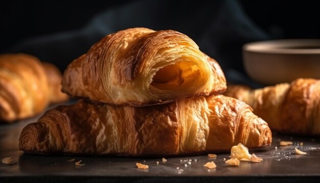 Un croissant con croissant su un tavolo