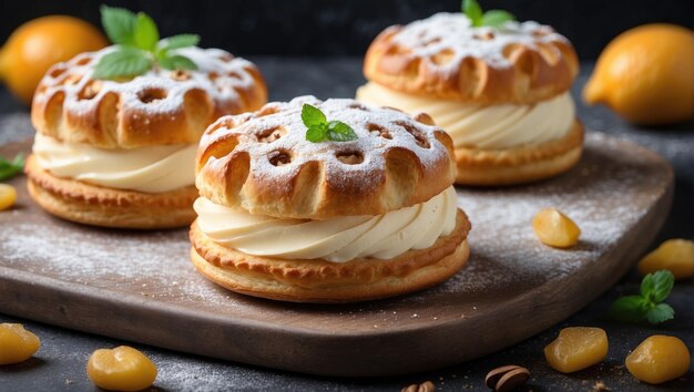 un croissant con pistacchi su una superficie nera