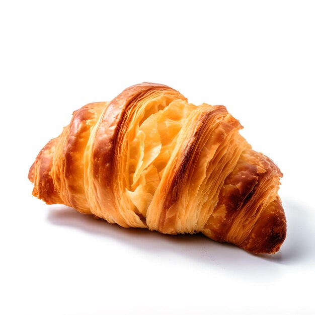 Un croissant con sfondo bianco