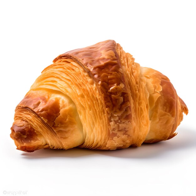 Un croissant con sfondo bianco