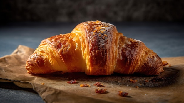 Un croissant con sopra la pancetta