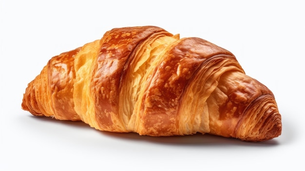 un croissant con uno sfondo bianco e un'ombra.