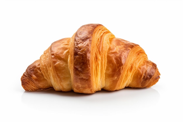 Un croissant con uno sfondo bianco