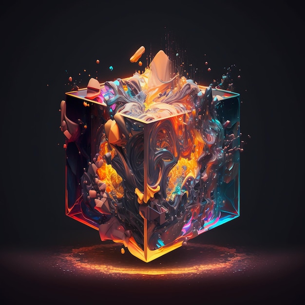 Un cubo colorato con sopra la parola cubo
