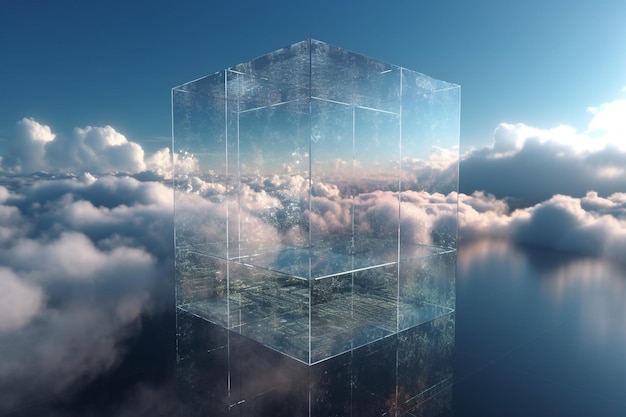 Un cubo con il cielo sullo sfondo