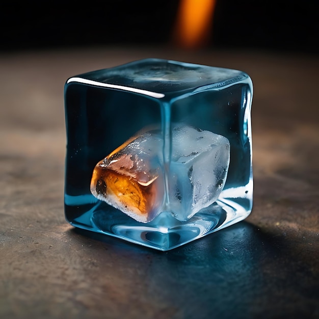 Un cubo di ghiaccio accanto a un cubo di fuoco generato dall'AI