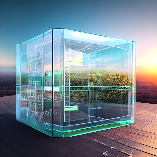Un cubo di vetro con sopra la parola cubo