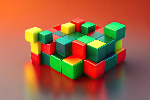Un cubo fatto di cubi è circondato da altri cubi.