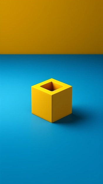 Un cubo giallo con un buco nel mezzo.
