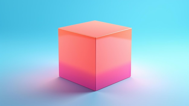 Un cubo rosa con uno sfondo blu e uno sfondo blu.
