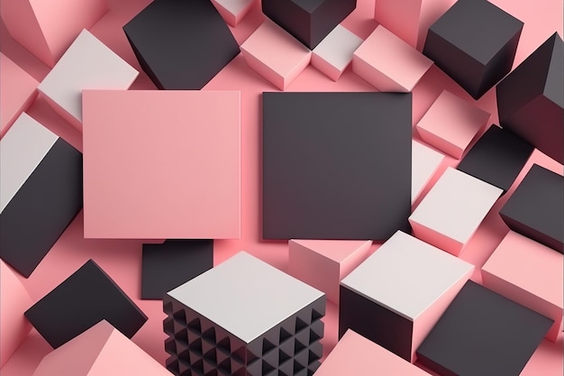 Un cubo rosa e nero con uno che dice "rosa" sopra