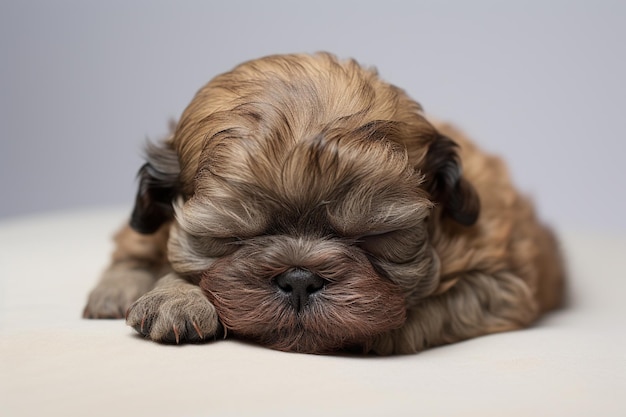 un cucciolo che dorme con gli occhi chiusi