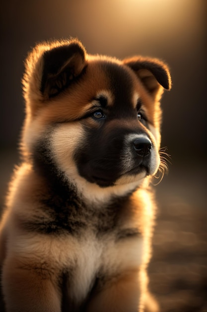 Un cucciolo con un bagliore dorato sul viso