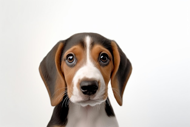 Un cucciolo di cane con uno sfondo bianco