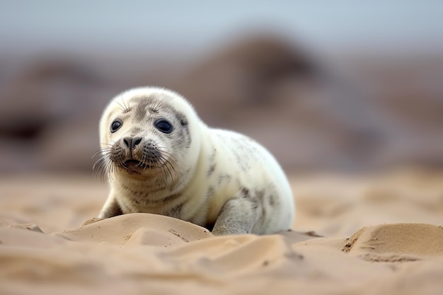Un cucciolo di foca sulla spiaggia