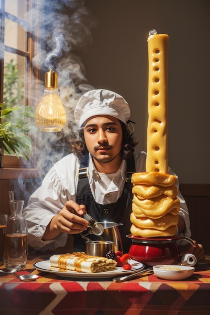 Un cuoco che prepara il cibo