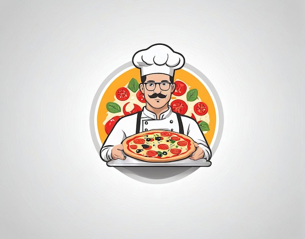 un cuoco che tiene una pizza