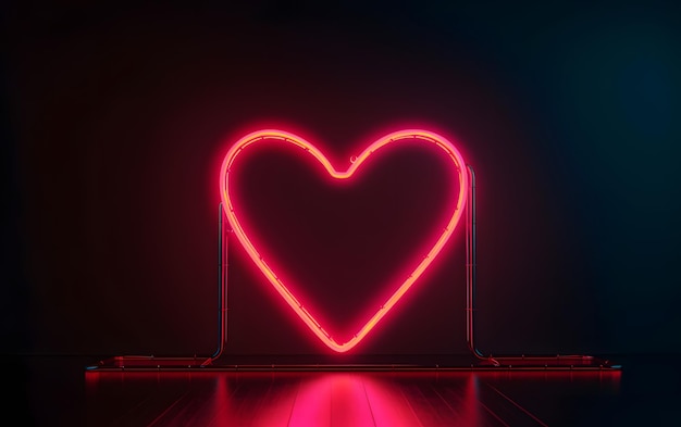 Un cuore al neon con sopra la parola amore