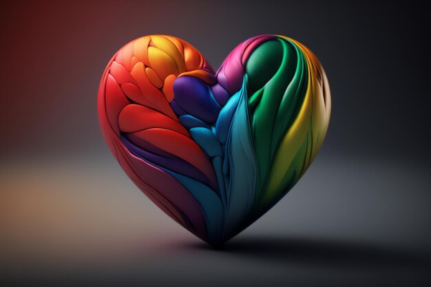 Un cuore arcobaleno che simboleggia l'amore e l'orgoglio per la comunità LGBTQ
